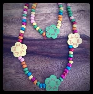 Multi-Color Wooden Flower Jewelry Set